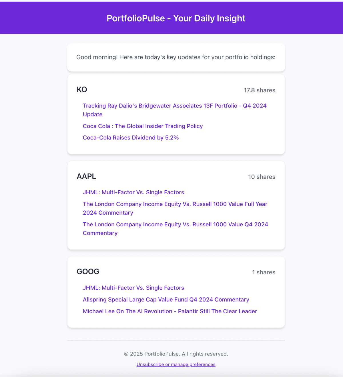 Portfolio Pulse Dashboard